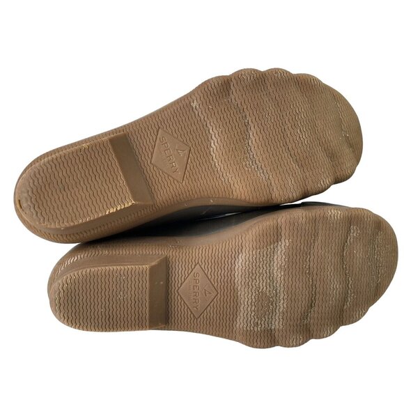 Sperry Duck Boots Blue Brown Rubber Bootie Waterproof Lace Up Zipper Womens 6 - Picture 7 of 9